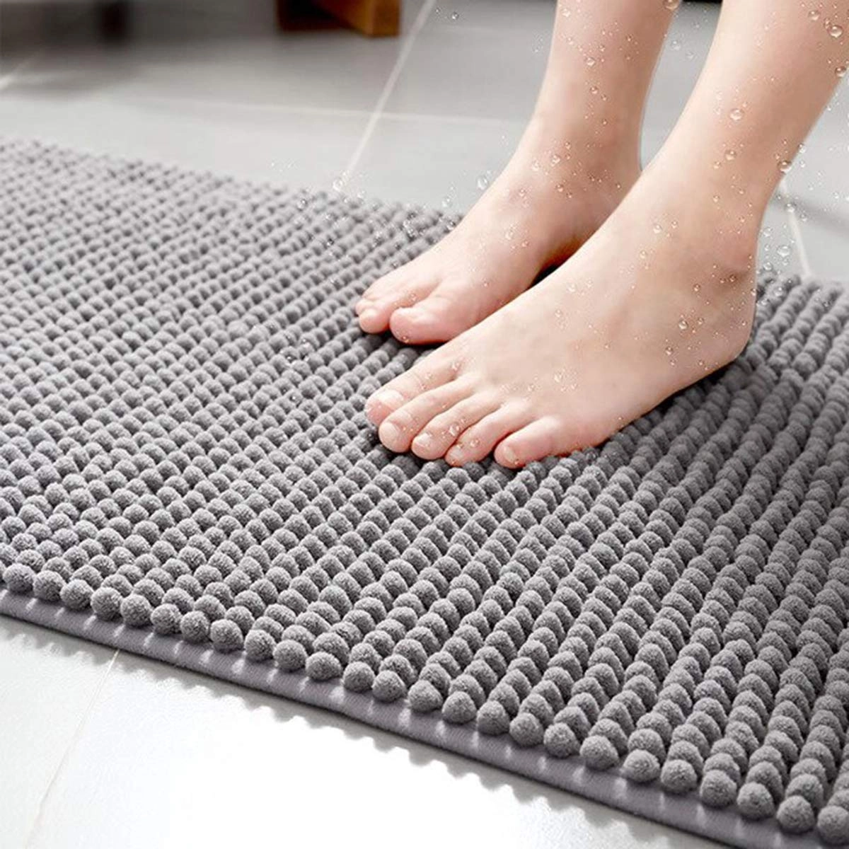 TAPETE BANHEIRO CHENILLE 60X40CM CINZA ESCURO DARK GREY 1