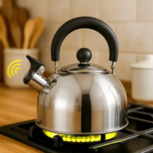 Chaleira Inox Com Apito 2L Aço Inoxidável Bule Térmico Prateado