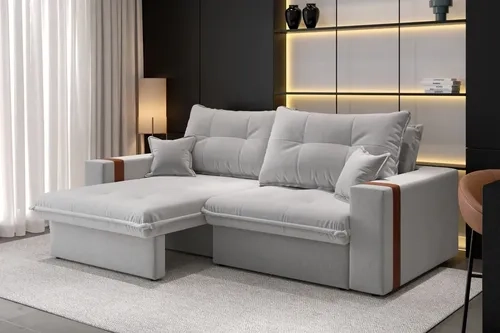Sofá-cama Retrátil Reclinável 3 Lugares Linho 2,00m Ipanema Cor Cru
