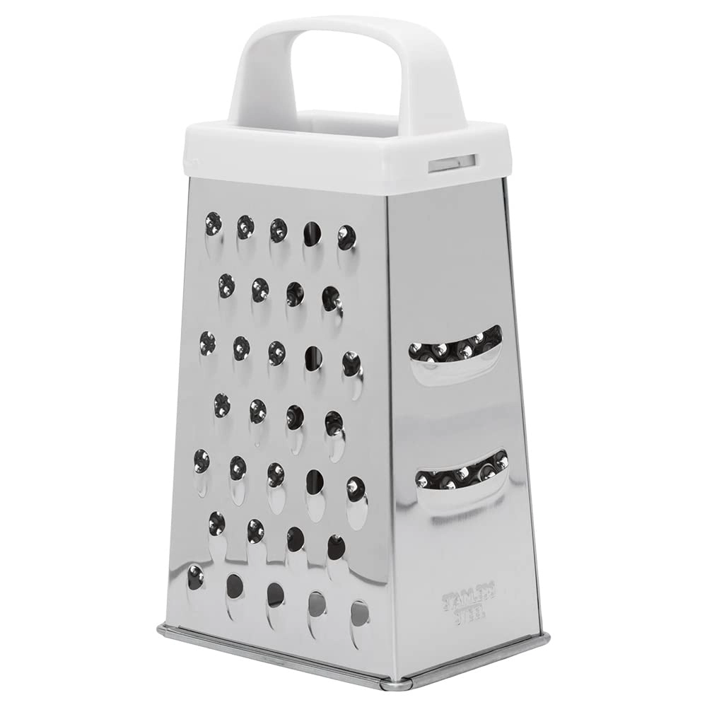 Mimo Style Ralador em Inox, 4 Faces, Lâminas de Aço Inoxidável Afiadas, Ergonomicamente Projetado Com Uma Alça de Borracha, Ideal Para Queijo Parmesão, Vegetais, Gengibre,