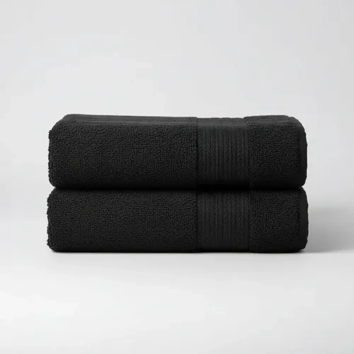 Kit 2 Toalhas De Banho Algodão Luxo Lyra Camesa Cor Preto
