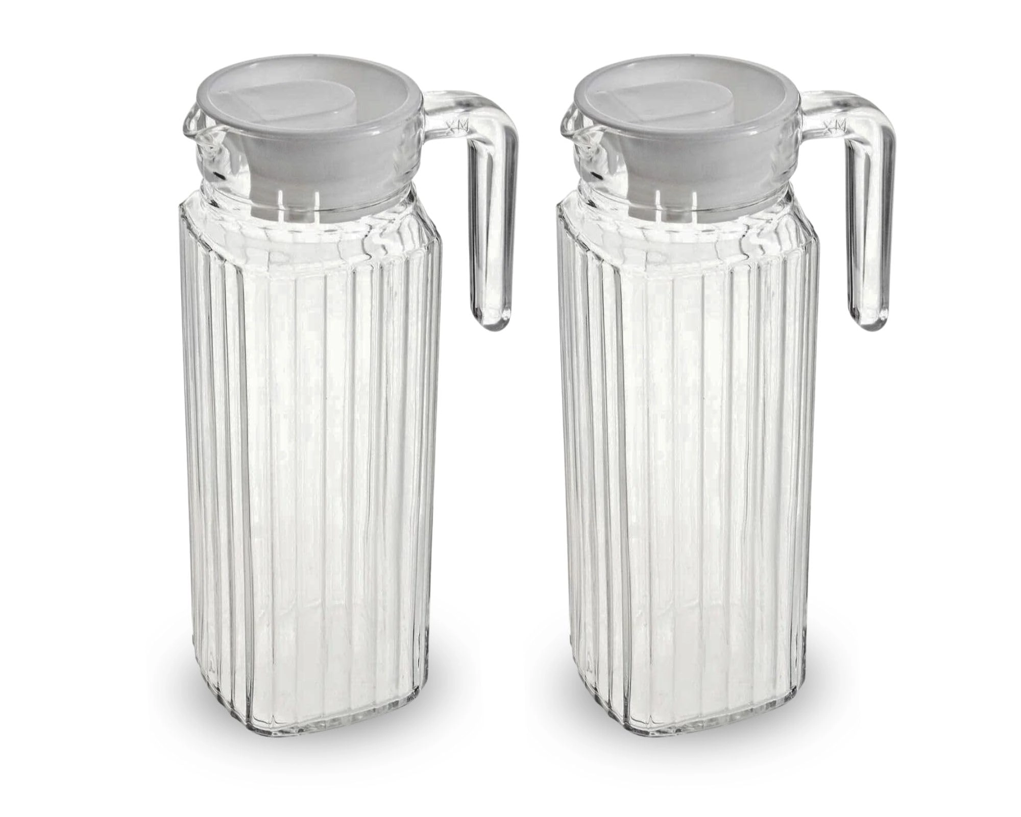 Conjunto De 2 Jarras De Vidro Com Tampa De 1 Litro Resistente Suco Agua Bebidas Casual Sofisticada Cozinha Cabe Na Porta Da Geladeira