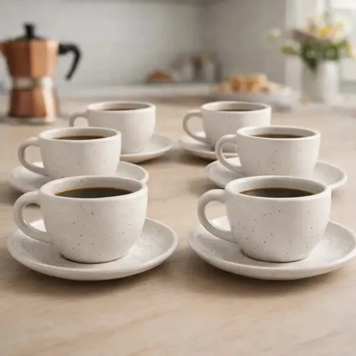 Jogo Xícaras Café Com Pires Porcelana Branca Vidro 12 É Set Sim