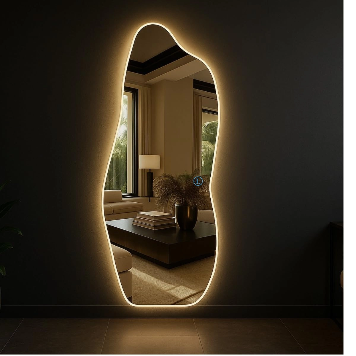 Espelho Lopazzi Orgânico Magnus LED Touch 90x40 – Espelho Moderno para Banheiro, Quarto e Sala