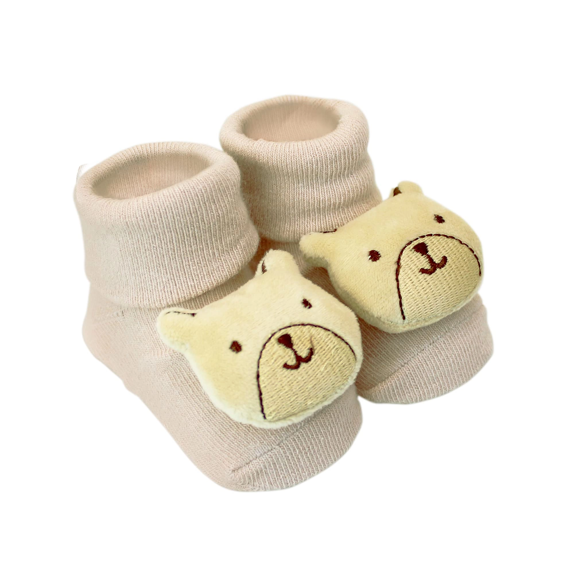 Pantufa com Chocalho Urso Bege, Clingo, Bege