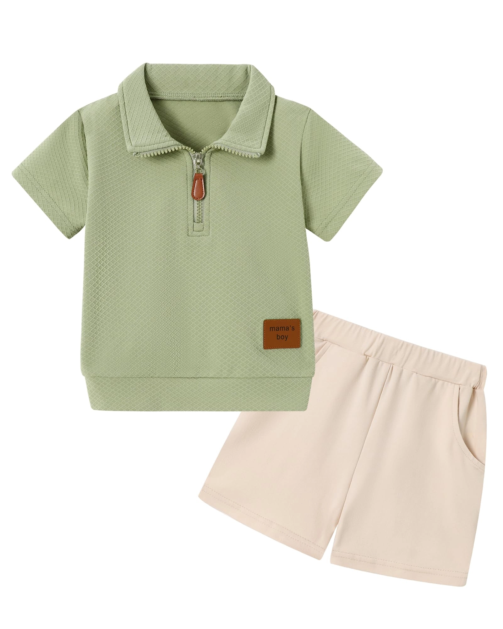 ZOEREA Conjunto de roupas infantis para meninos de verão, blusa de manga curta sólida e shorts elásticos, conjunto de 2 peças, 1-5T, 12-18 Meses
