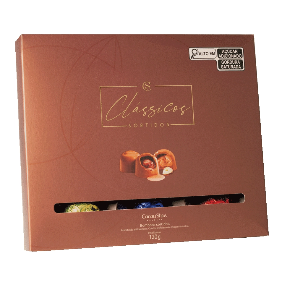 Caixa de Chocolate Cacau Show Clássicos Bombons Sortidos 120g Presente Lembrança