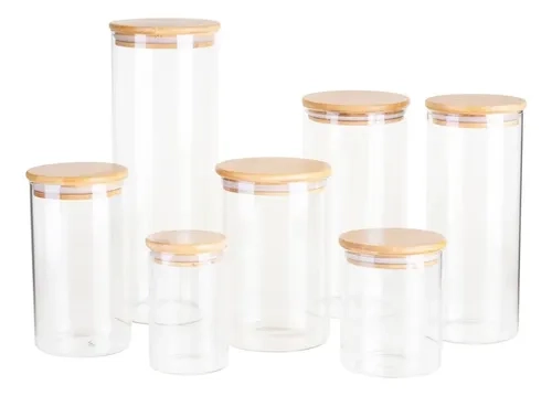 Potes De Vidro Hermético Brinox Ekko 7 Peças Tampa Redonda