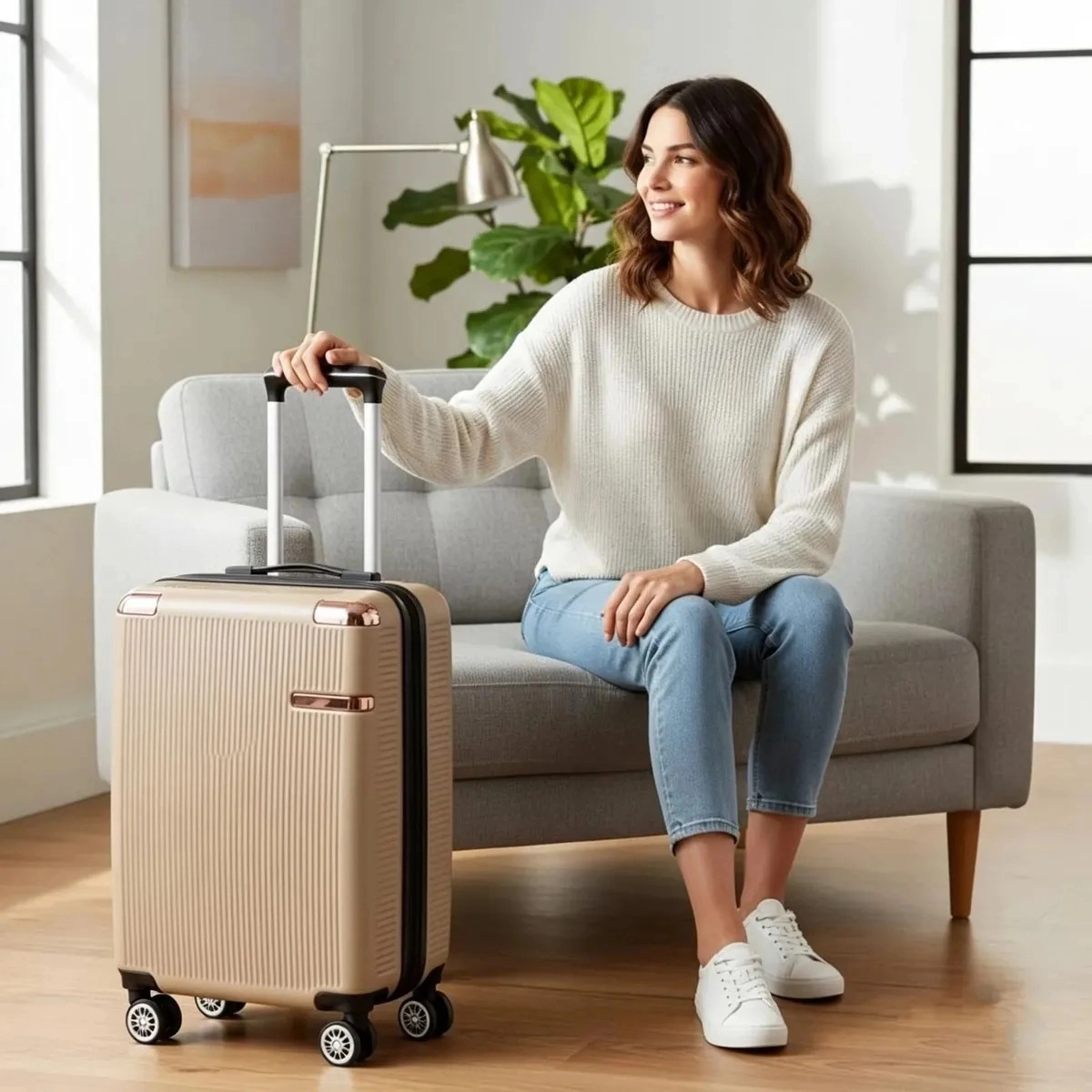 Mala de Viagem Sweet Studio Bordo ABS Rígida Com Rodas 360° E Zíper Expansível Cor Dourado 2088