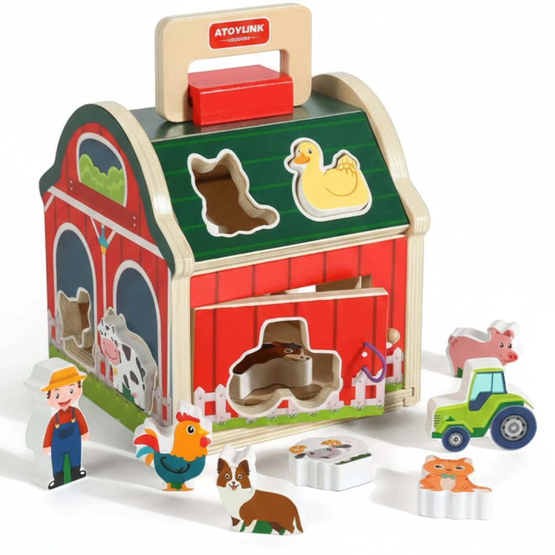 Kinderland Toys Celeiro da Descoberta Montessori Educativo - Brinquedo Infantil 1-3 Anos para Desenvolvimento Cognitivo e Coordenação Motora - Presente Perfeito Menino Menina Natal e Aniversário