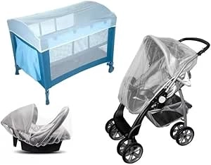 Mosquiteiro Universal para Carrinho de Bebê em Tule com Elástico, Branco, Retangular, 400x150 cm, Proteção Leve e Respirável : Bebês