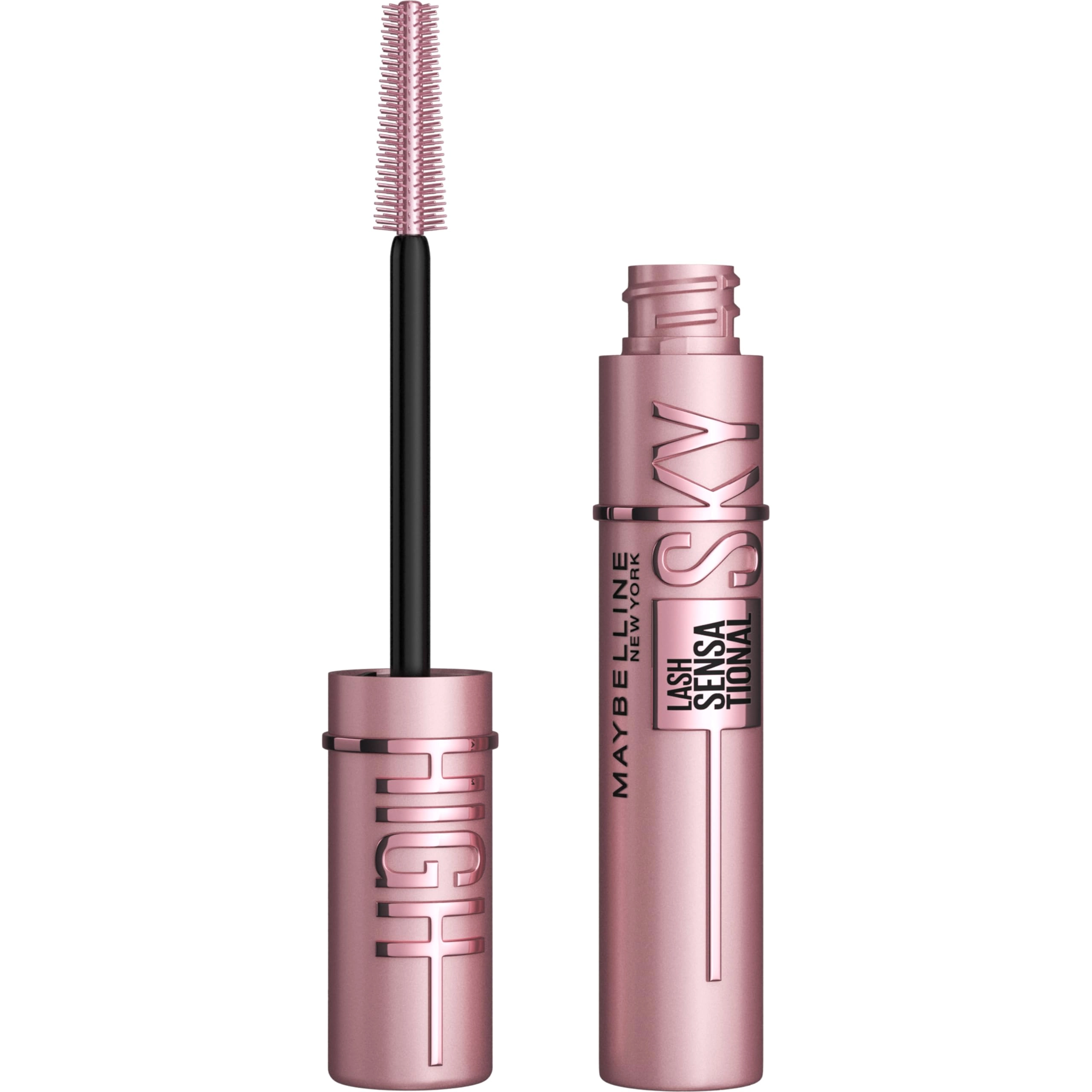 Maybelline NY Lash Sensational Sky High Máscara de Cílios Lavável, Escova Flexível, Alongamento Sem Limites com Extrato de Bambu e Fibras, Impacto de Todos os Ângulos, Preto 7,2ml