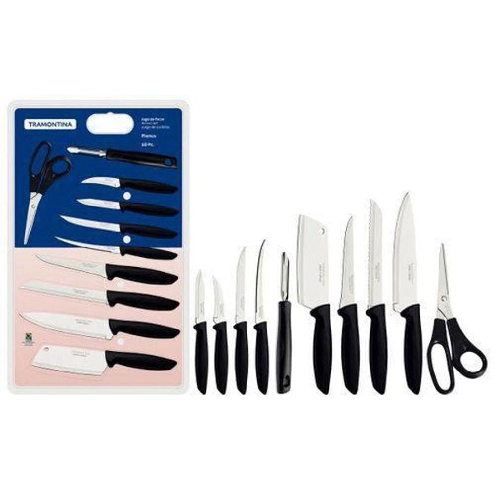 Jogo de facas Tramontina com 10, 7, 5 ou 4 peças Facas para churrasco Faqueiro Tramontina utensílios