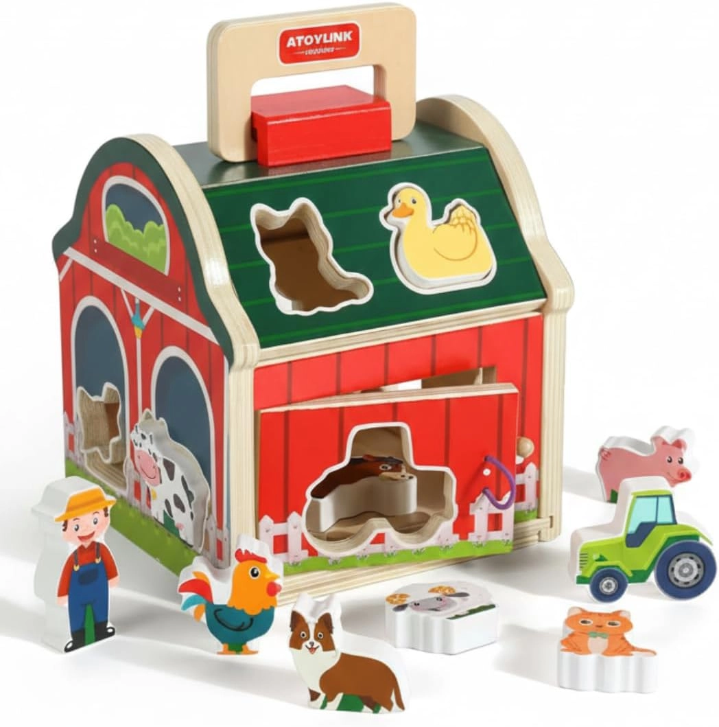 Kinderland Toys Celeiro da Descoberta Montessori Educativo - Brinquedo Infantil 1-3 Anos para Desenvolvimento Cognitivo e Coordenação Motora - Presente Perfeito Menino Menina Natal e Aniversário