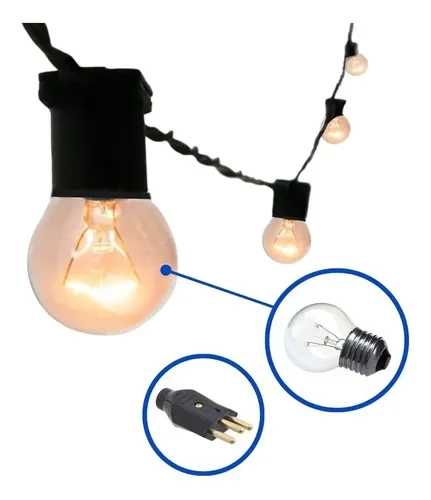 Varal De Luzes Cordao 10 Mts 10 Lampadas Inclusas