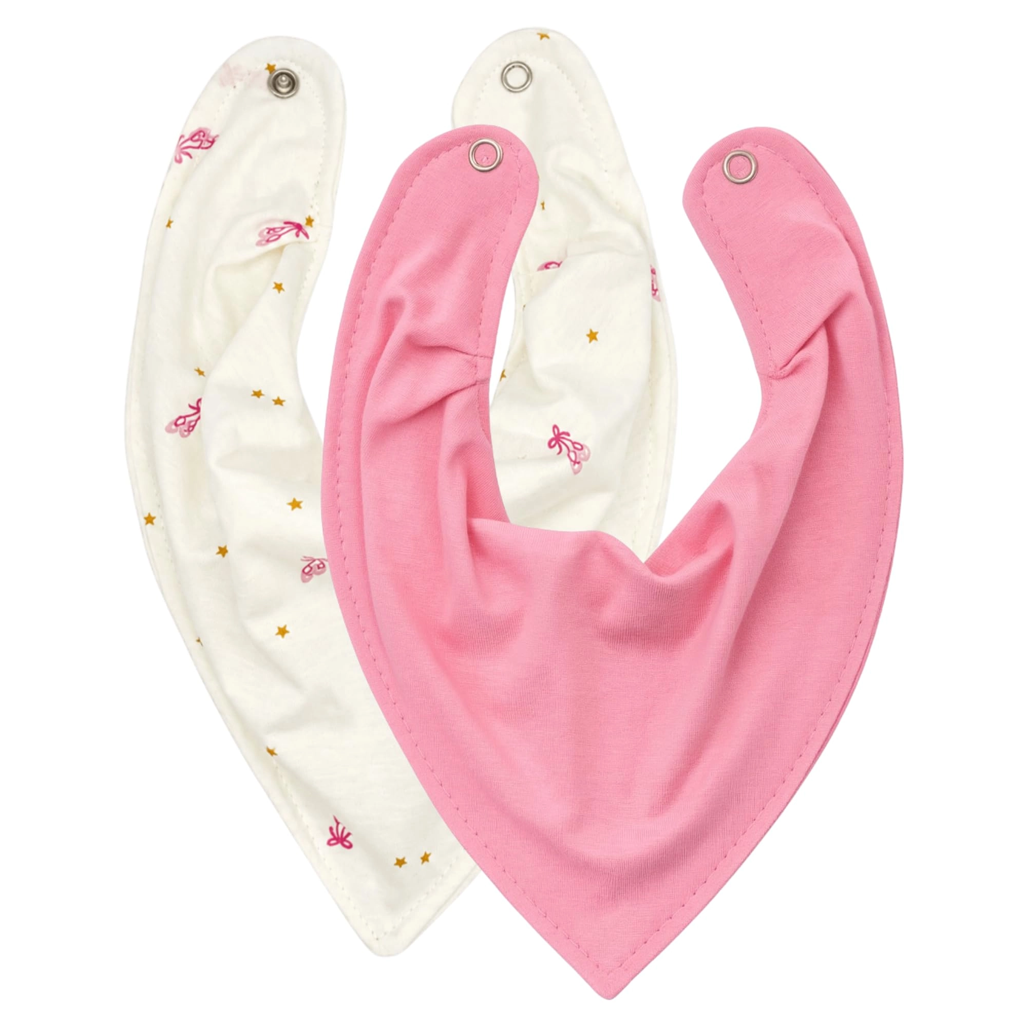Kit 2 Babadores Bandana Impermeáveis para Bebê – 100% Algodão, Laváveis e Reutilizáveis (Rosa e Dança das Estrelas)
