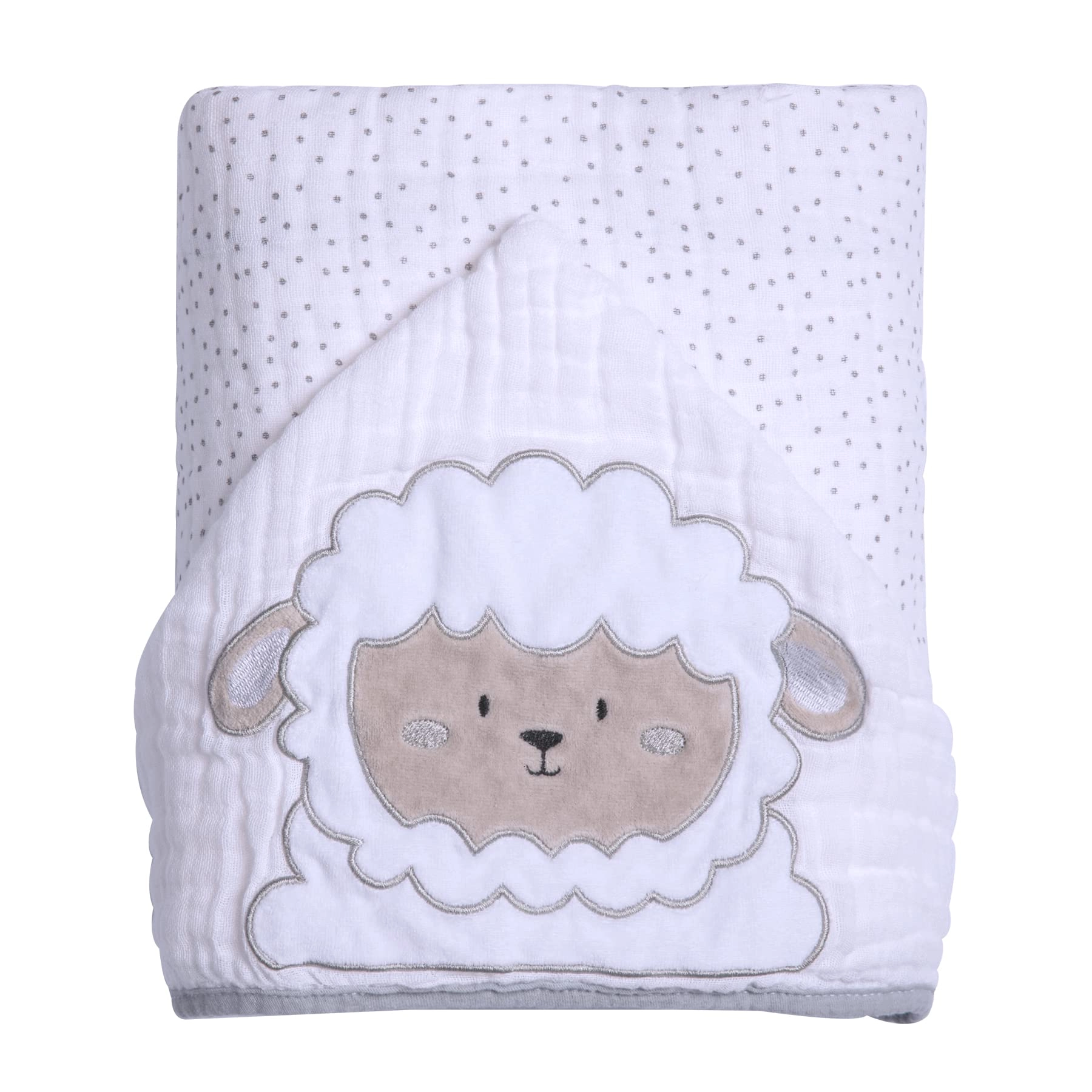 Toalha de Banho Soft Papi Friends com Capuz Bord. 90Cm X 75Cm, Branco/Cinza