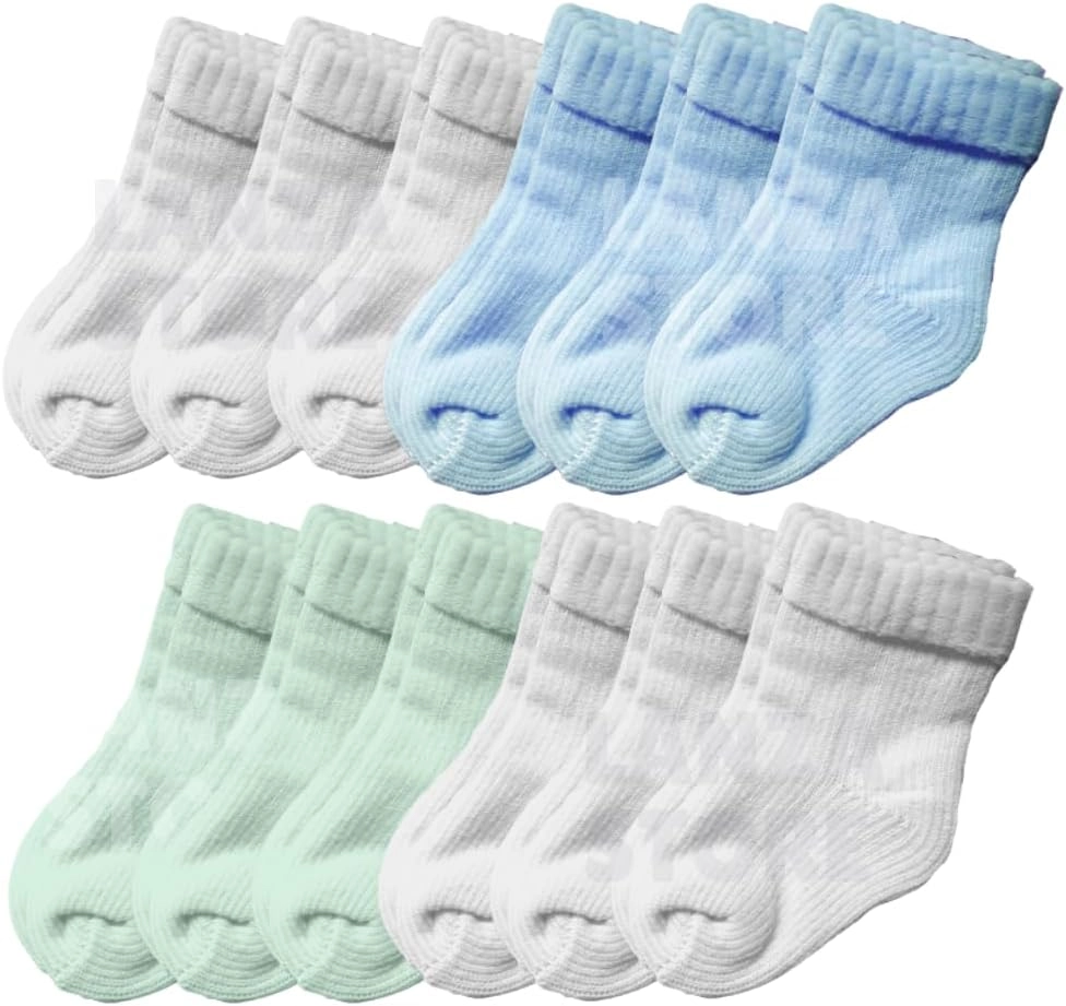 12 Pares de Meia Meias Lisa Bebê Infantil RN Recém Nascido 0 a 10 Meses Menino Masculino Enxoval Maternidade