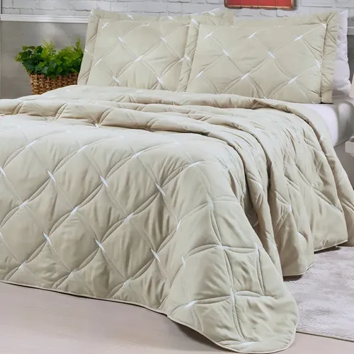 Roupa De Cama Queen Cobre Leito Bordado Unique 3 Peças Cor Avela