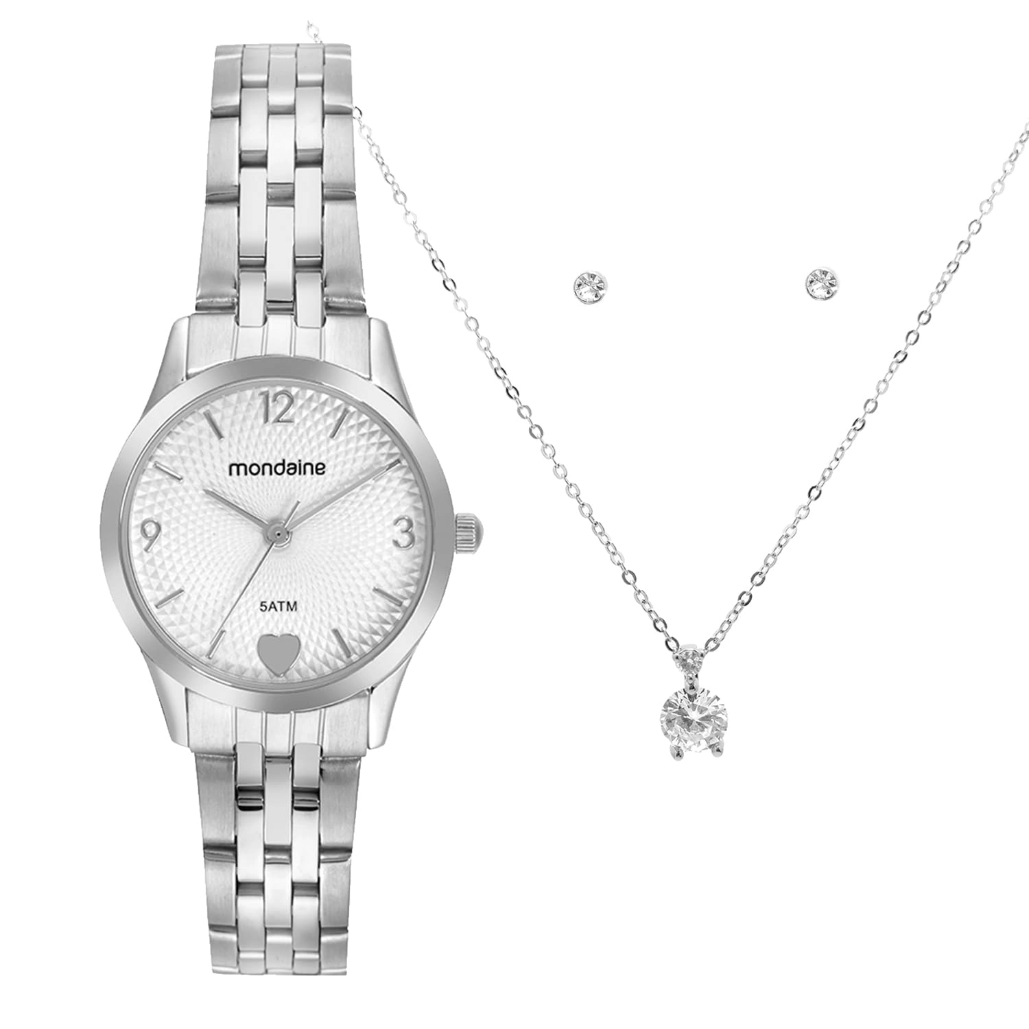 Relógio Mondaine Prata Feminino 32795L0MKNE2K1 Kit Semi-joia