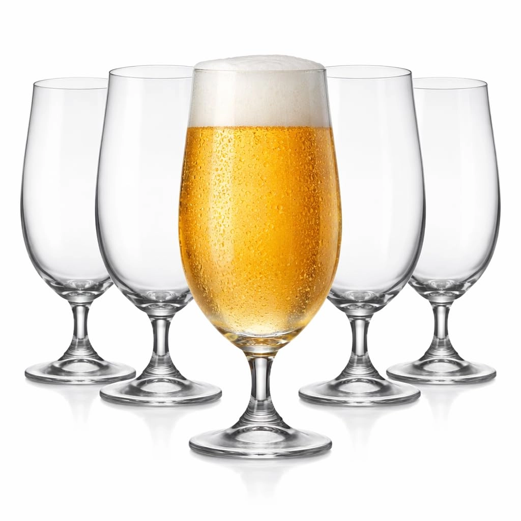 Jogo de Taças para Cerveja Cristal Bohemia Kit 6 Taças 380 ML 18cm Premium Copos para Cerveja Chopp Bar Casa Festa Presente Elegante Mesa Posta