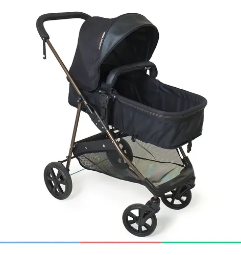 Carrinho De Bebê Passeio Berço Moisés Napoli Preto Galzerano