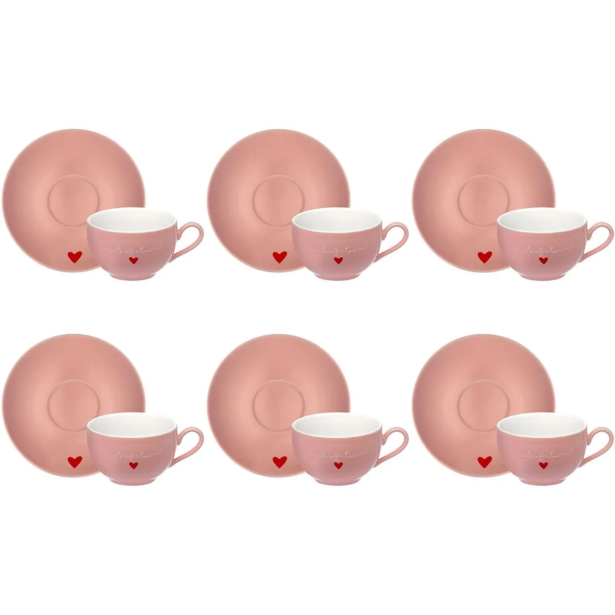 Jogo De Xícaras Hauskraft Para Chá 6 Peças Lamour 160ml Rosa JGCH-044RS