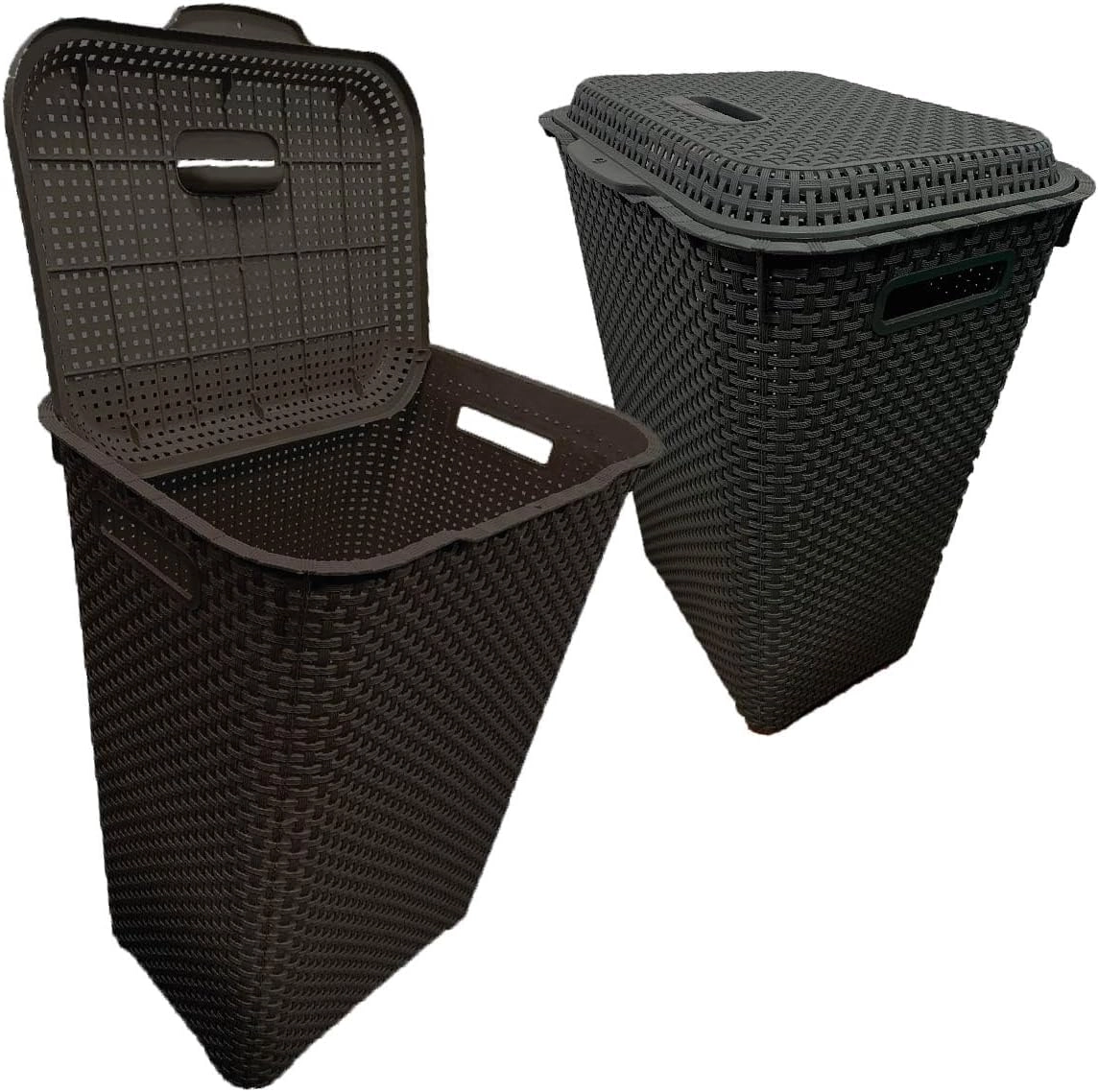 Cesto De Roupa Suja 72 Litros Resistente Lavanderia Com Tampa Organizador Roupas Lavanderia Banheiro (MARROM)