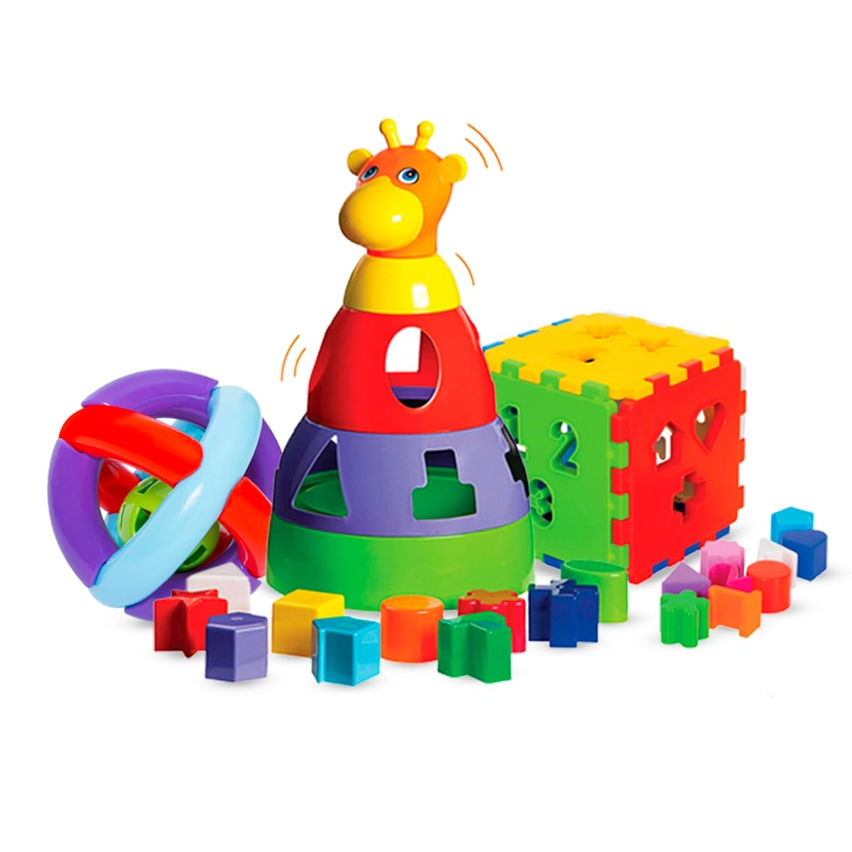 Kit de Brinquedos Educativos Bebês Infantil Menino e Menina 1 ano Didático Encaixar e Montar