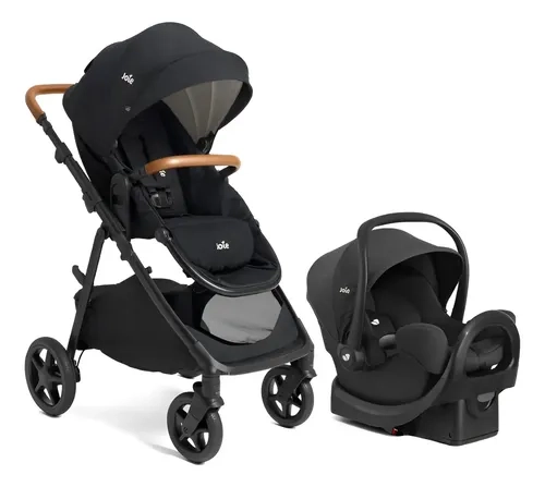 Carrinho de Bebê Ginger Travel System Joie com Bebê Conforto Rue e Base Veicular Shale Até 22kg Assento Reversível Reclinação Total