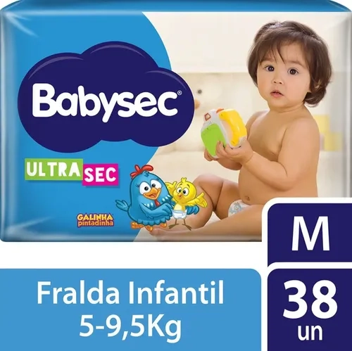 Fralda Babysec Ultrasec Galinha Pintadinha M 38 Un até 12 h