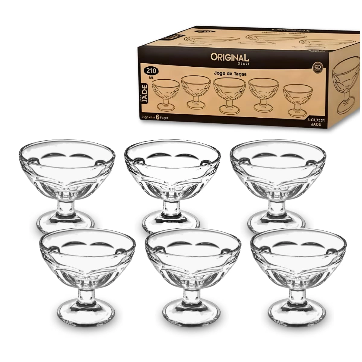 Conjunto de Taças Para Sobremesa 210ml - 6 Peças