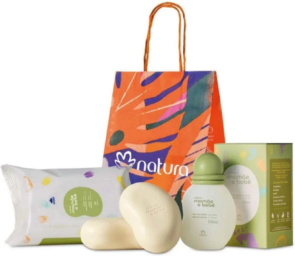 Presente Natura Mamãe e Bebê Colônia 100 mL+Sabonetes+Lenço