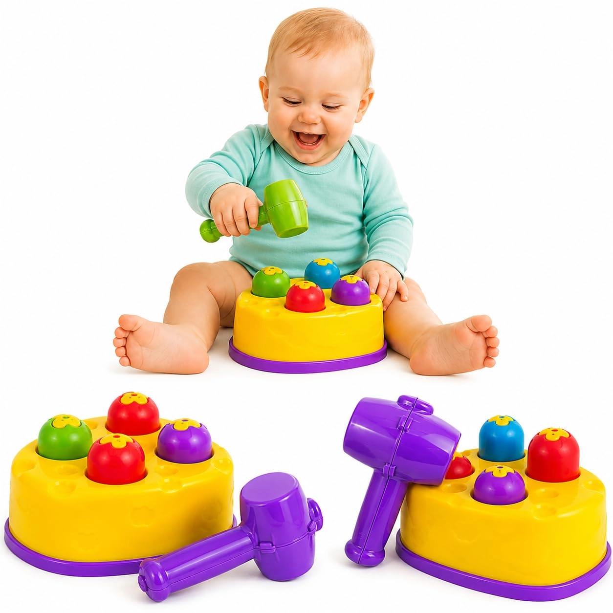 Brinquedo Educativo Para Bebe Ratta Tuff Bate Martelinho Didatico 1 ano