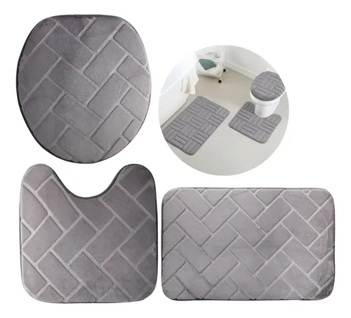 Jogo De Tapetes Para Banheiro Antiderrapante Box Super Soft