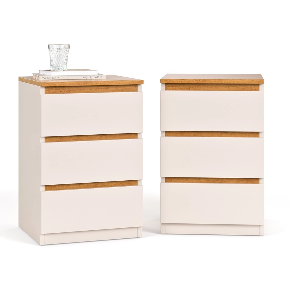 Kit 2 Mesa de Cabeceira Quarto Casal Decoração Cama 3 Gavetas