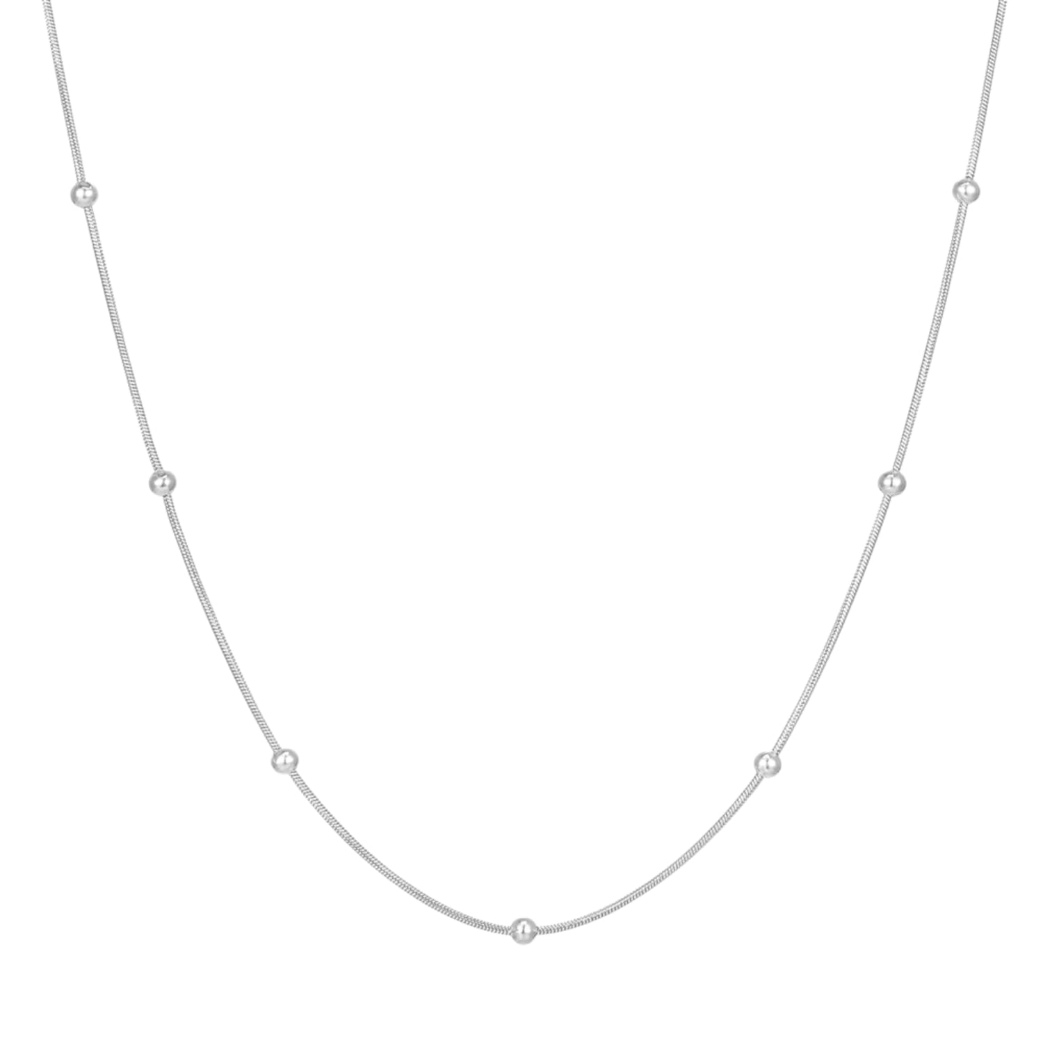 Colar Feminino Bolinha Aço Inox Prata Gargantilha Presente