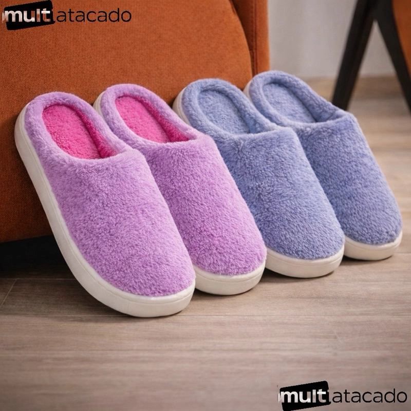 Pantufa Couro sintético Impermeável De Inverno Quente Antiderrapante confortável para Adulto