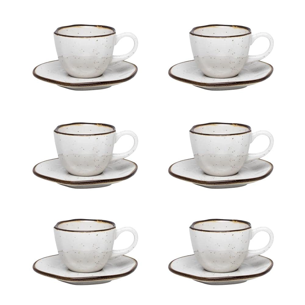 Conjunto de 6 Xícaras de cafezinho pequenas 75 ml com pires Ryo Maresias.
