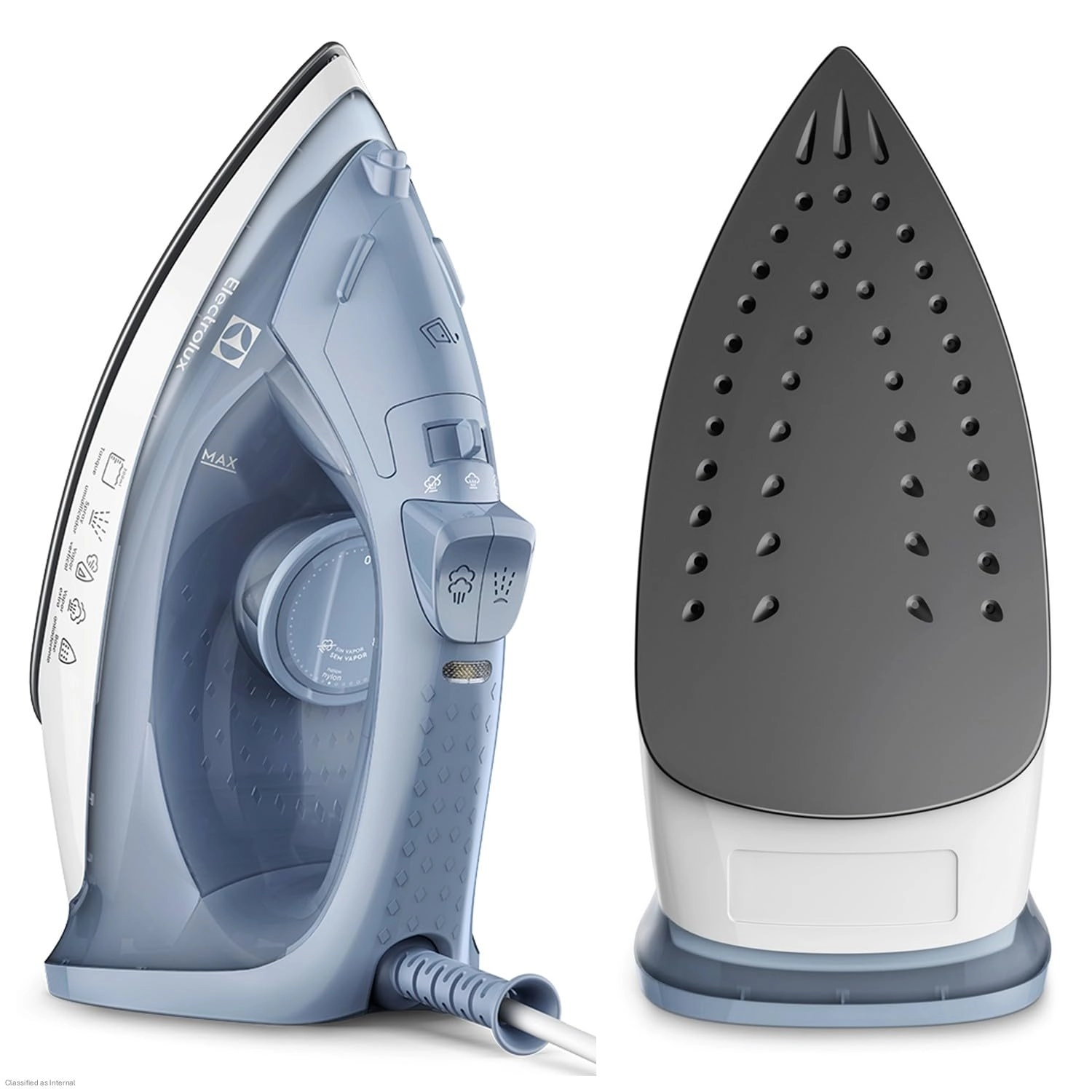 Ferro de passar seco e vapor Electrolux base antiaderente vapor vertical extra 1200W cabo 1,35m azul ESI10 127v