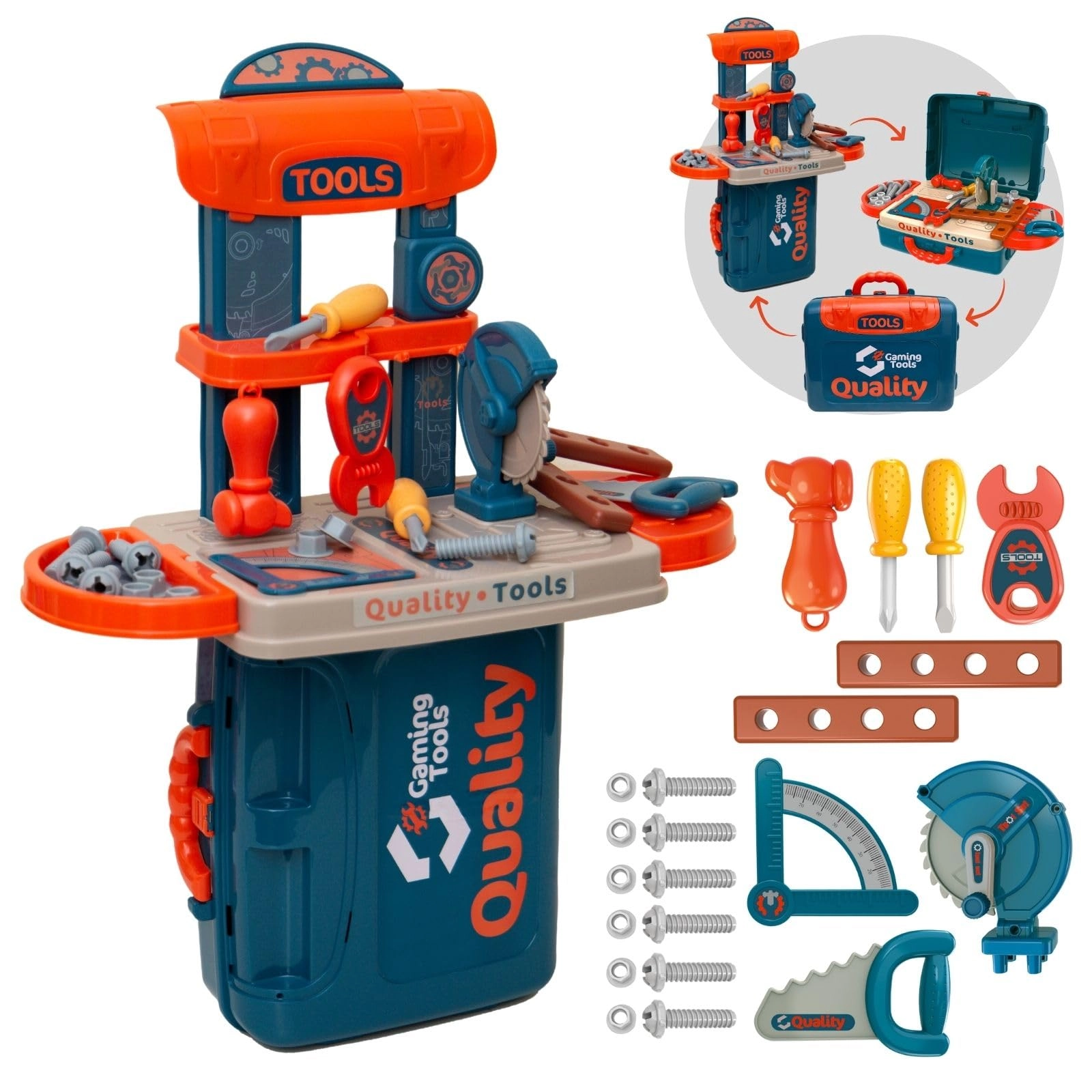 Bancada Maleta de Ferramentas Infantil 3 em 1 Multi Montagens Brinquedo Faz de Conta