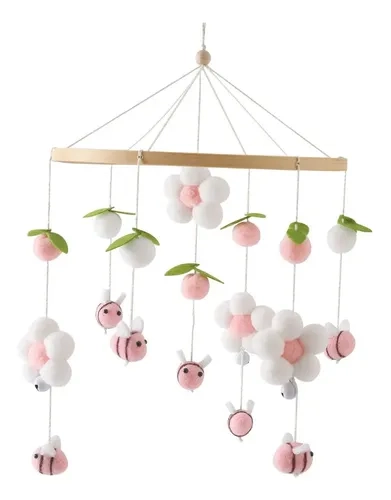 Berço Móvel Para Bebê, Flores Frescas E Abelhas, Sino