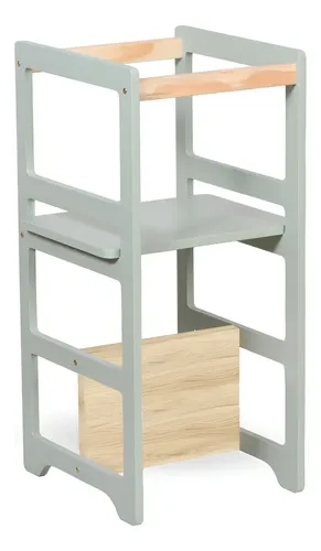 Torre Verde Montessouri De Aprendizagem 4 Em 1 Laqueada Verde Cha Regula Altura Top Decoração Infantil