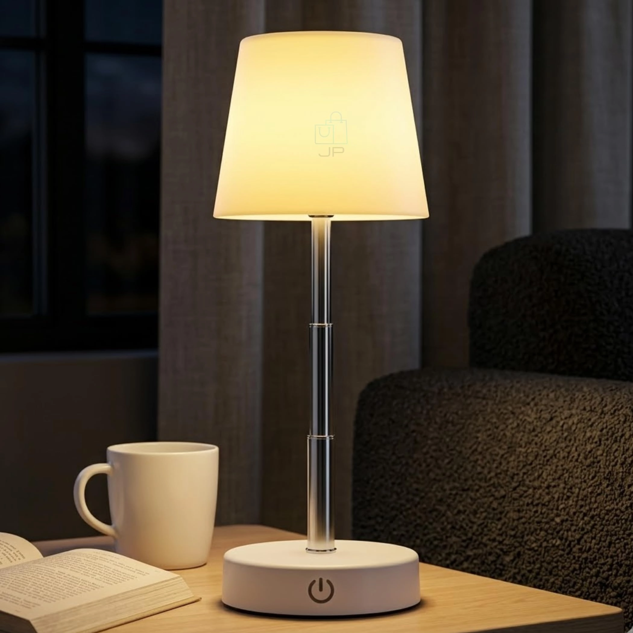 Abajur de Mesa LED Recarregável Luminária Sem Fio Touch 3 Níveis de Brilho Ajustável USB-C Decorativa Quarto Cabeceira Sala Escritório JP Varejo Online
