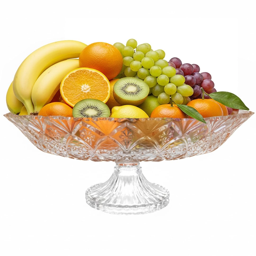Fruteira Centro De Mesa Vidro Redondo Resistente Moderna Elegante Luxo Cozinha