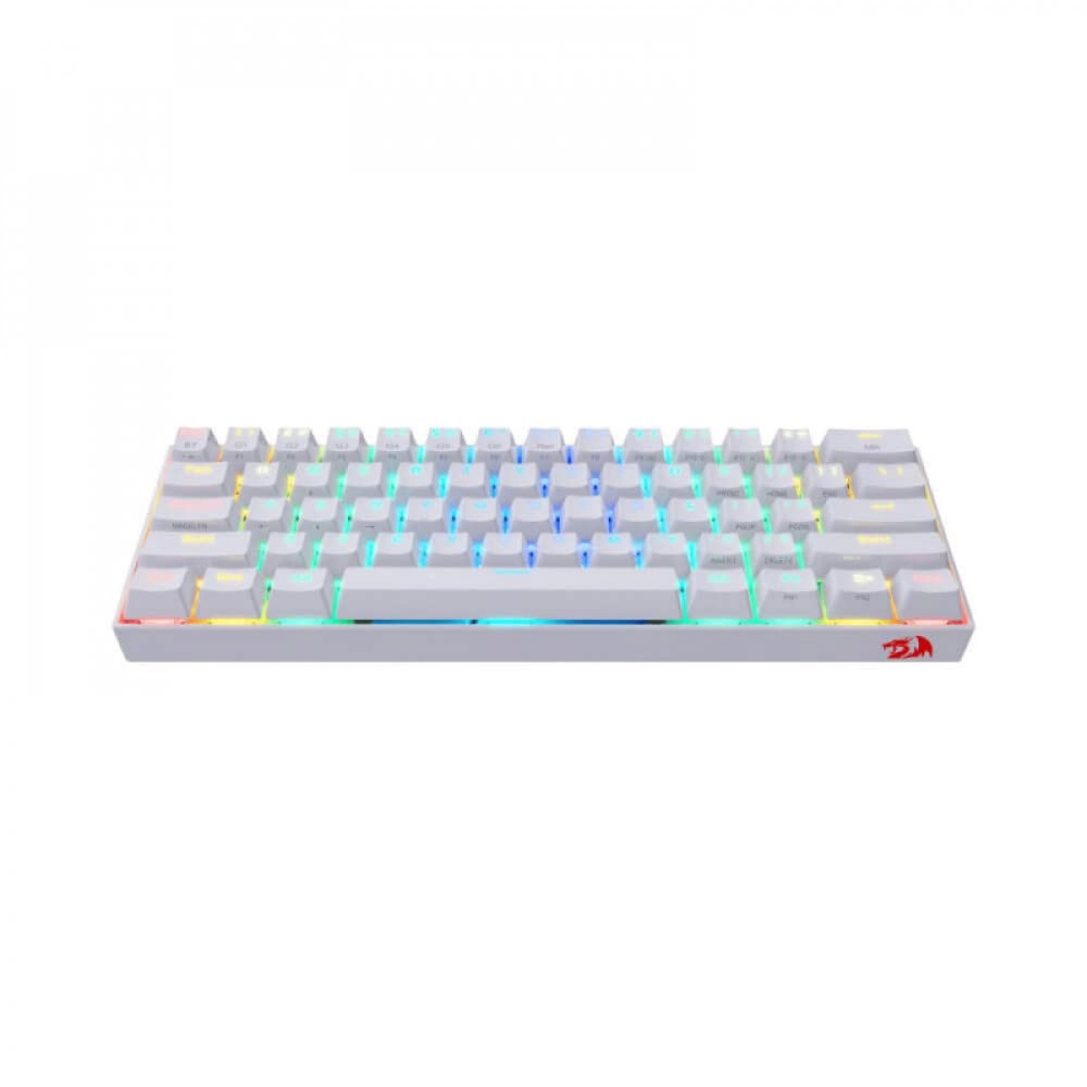 Teclado Gamer 60% Sem Fio Redragon Draconic Lunar White Switch Outemu MK2 Brown ABNT2 Bluetooth 5.0 - K530W-RGB, Branco