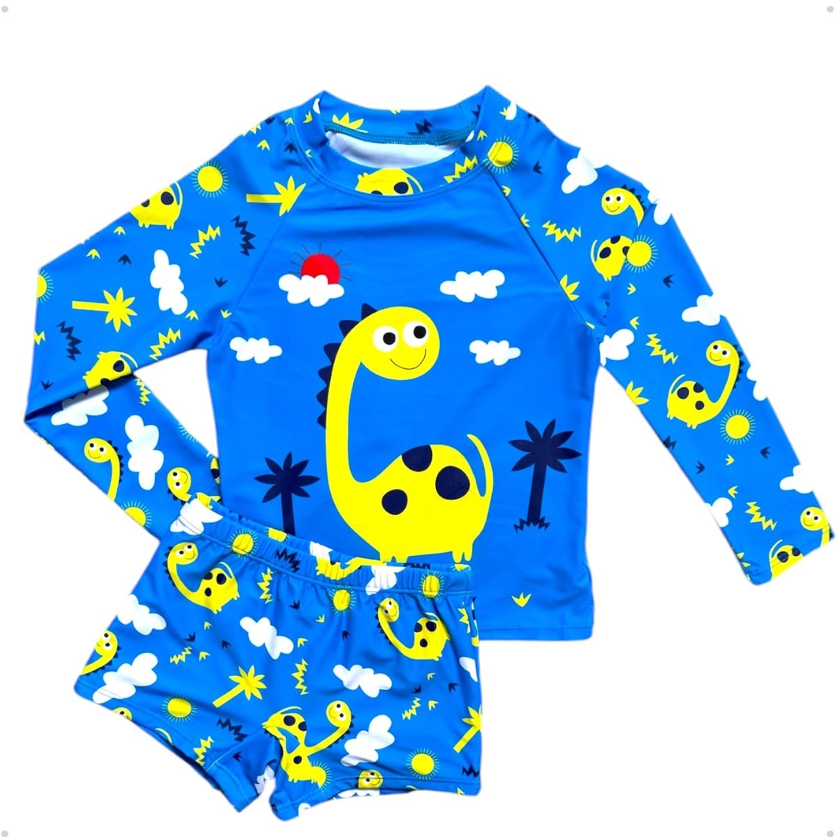 Conjunto Moda Praia Menino Sunga Boxer + Camisa Uv 50 Box