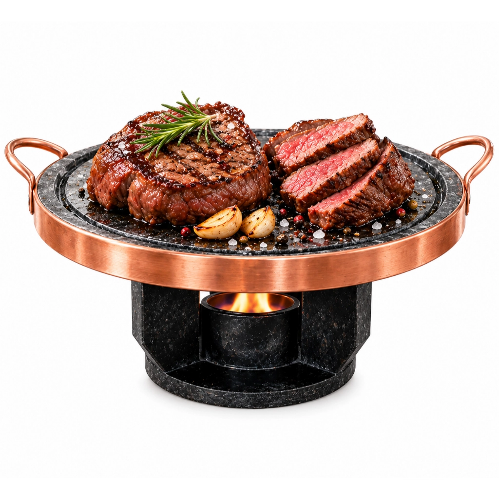Grelha + Fogareiro Fondue em Pedra Sabão