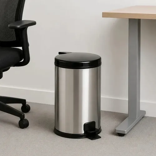 Lixeira Inox 8l Pedal Tampa Antiodor Cozinha Banheiro Preta Preto