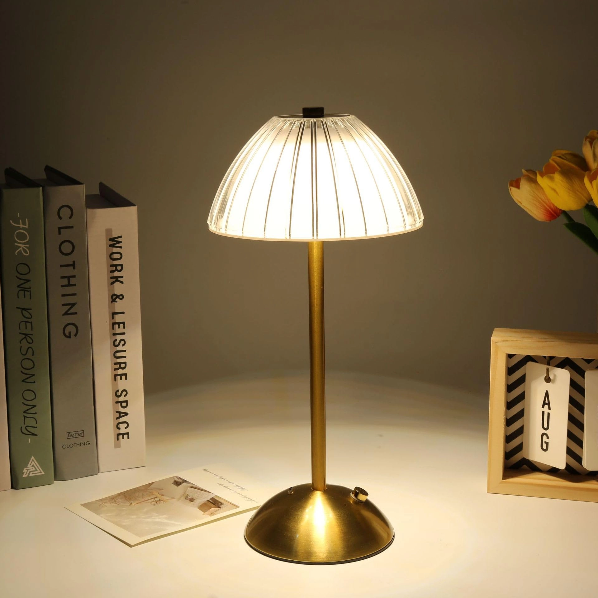 BEMMY Luminária de Mesa, Luminária Abajur Mesa Led Dimerizável Sem Fio Recarregável, Candeeiro de mesa recarregável USB, Toque Candeeiro de Mesa Luz Noturna 1800mAh